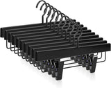 TOPIA HANGER Black Wooden Pants Hangers, Wood Skirt Hangers with Clips, Deluxe Jeans Hanger with 360° Swivel Anti-Rust Flat Hook, Smooth Finish Wood Hangers for Slacks Trousers 20 Pack, CT03B