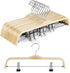 TOPIA HANGER Wooden Pants Hangers,Slim Natural Wood Skirt Hangers with Anti-Rust Hook and Adjustable Metal Clips, Perfect for Skirts, Pants, Slacks-10 Pack-CT17N