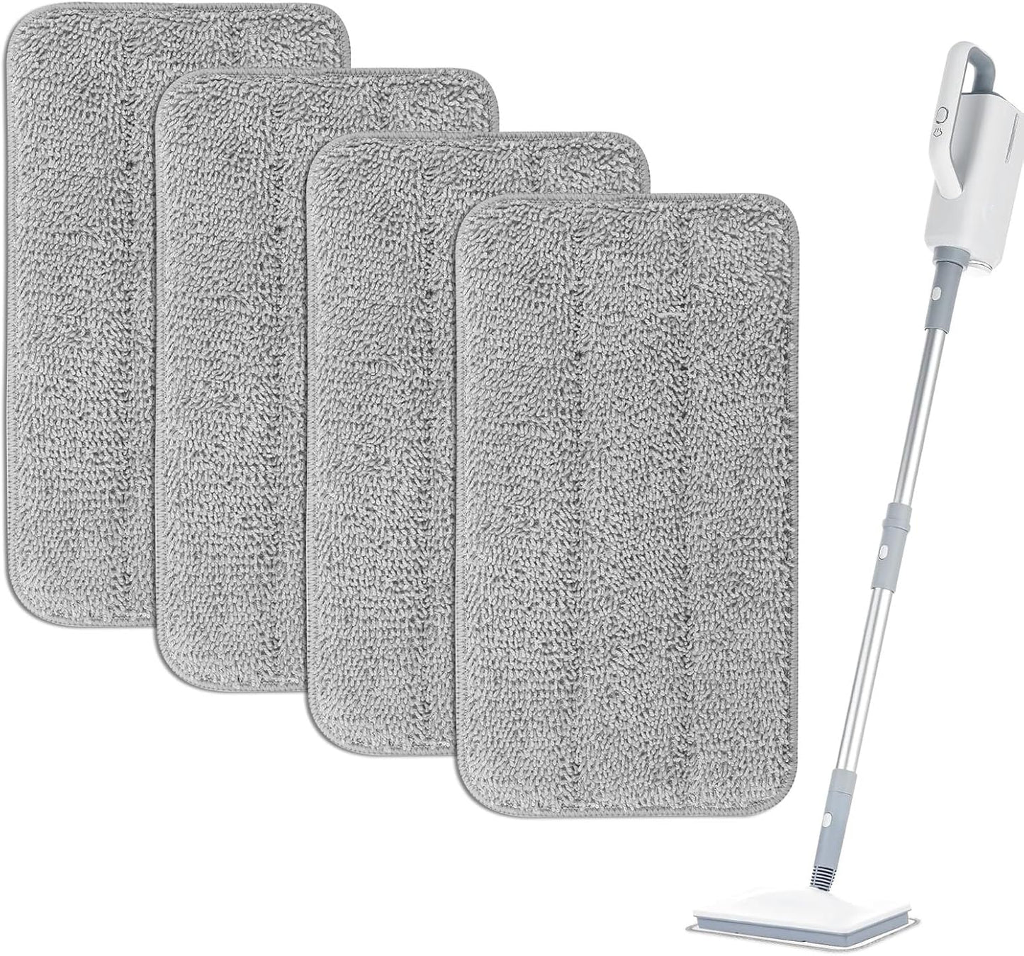Microfiber Steam Mop Pads Compatible with FODFINU, Seyola & FEPPO and Wotaste Steam Mop Cleaner - Washable and Reusable Replacement Mop Pads for Floor Cleaning, 4 Pack