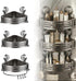 Triangle Suction Cup Corner Shelves with Towel Bar and Hooks, Upgraded No Drilling Suction Cup Shower Organizer (Gray, 3 pcs)