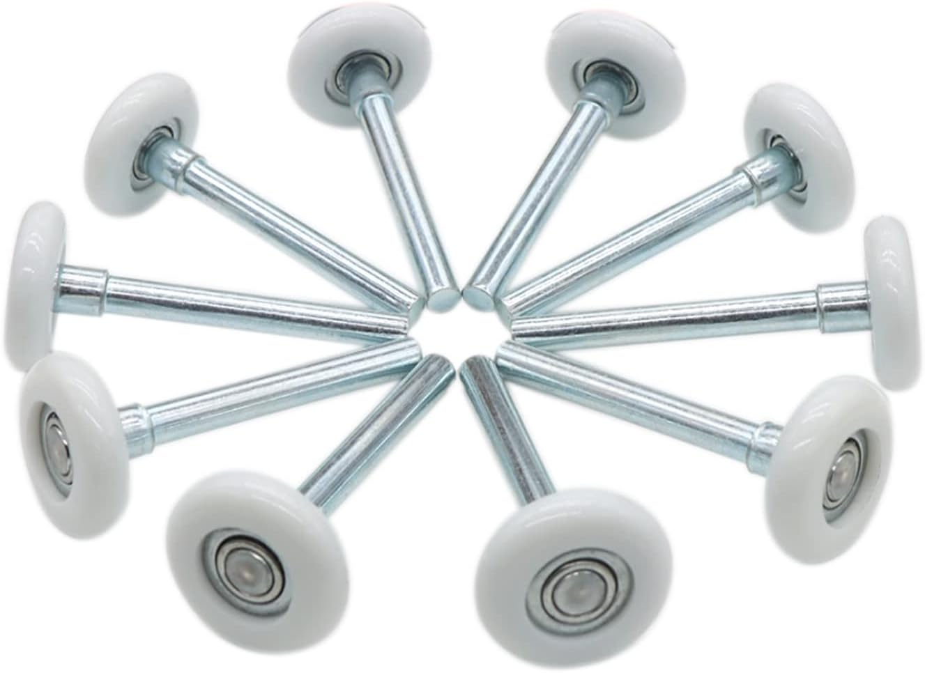 Garage Door Roller, White 1.8" Quiet Nylon Garage Door Wheels 4" Stem for Garage Track Replacement with Premium Sealed 11 Ball Bearing, 10 Packs