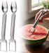 2-in-1 Stainless Steel Fruit Cutter, Upgraded Watermelon Slicer Tool, Portable Fruit Forks for Home, Kitchen and Camping (2 Pcs)