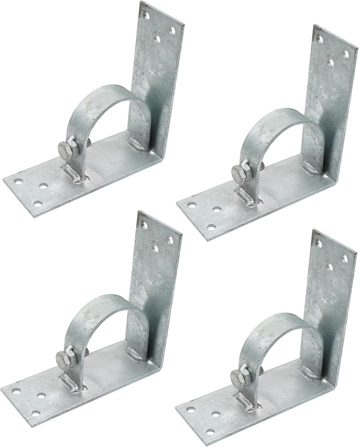 Xadnitu 4 Pieces Chain Link Fence Wood to Metal Posts Corner Adapter, Galvanized Steel Bracket for 2-1/2" (2-3/8" OD) Fences Rods Tubes