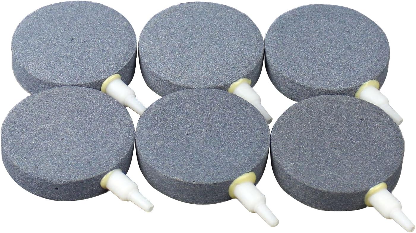 Air Stone Fish Tank Bubbler Aquarium Disc Oxygen Differ for Hydroponics Aerators Pump (2-3/8“(6 pcs))