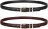 2 Pack Women Skinny Leather Belts for Jeans Pants Thin Faux Leather Belt with Gold Buckle