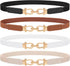 4 Pack Women Skinny Elastic Belts Gold Buckle Thin Stretchy Waist Belts for Dresses