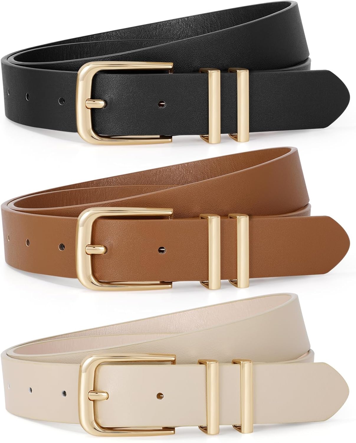 3 Pack Women Belts For Jeans Pants Dresses Ladies Leather Waist Belts