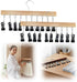 2 Pack Legging Hanger for Closet, with 10 Non Slip Clips Each, Wooden Clothes Hanger for Home Use, Space Saving Hanger for Family (Wood)