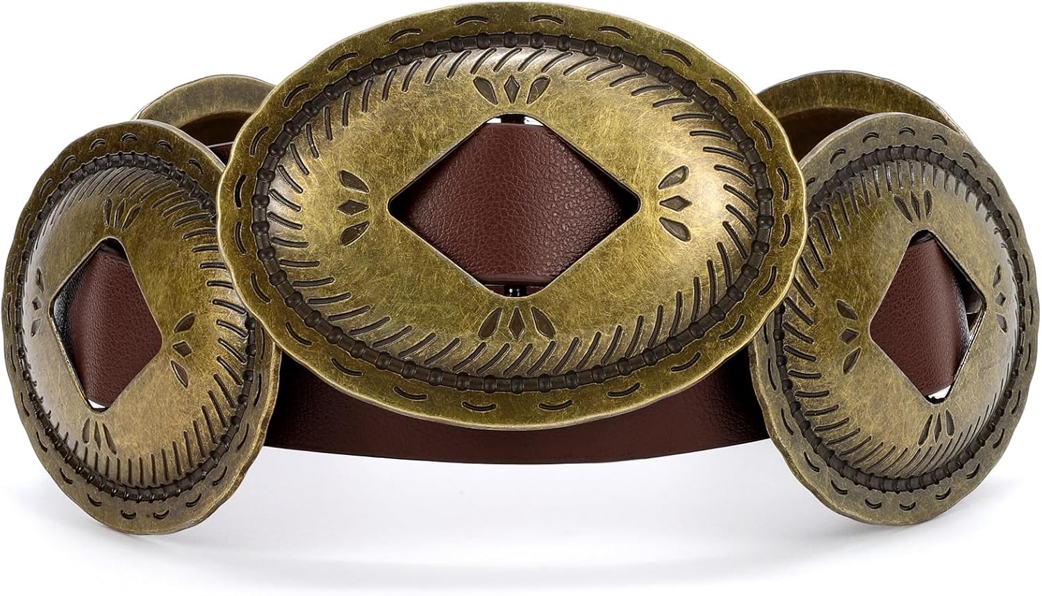 Western Belts for Woman Oval Concho Belt Cowgirl Belt Boho Disc Belt Buckle for Dress Jeans Country Concert Outfit