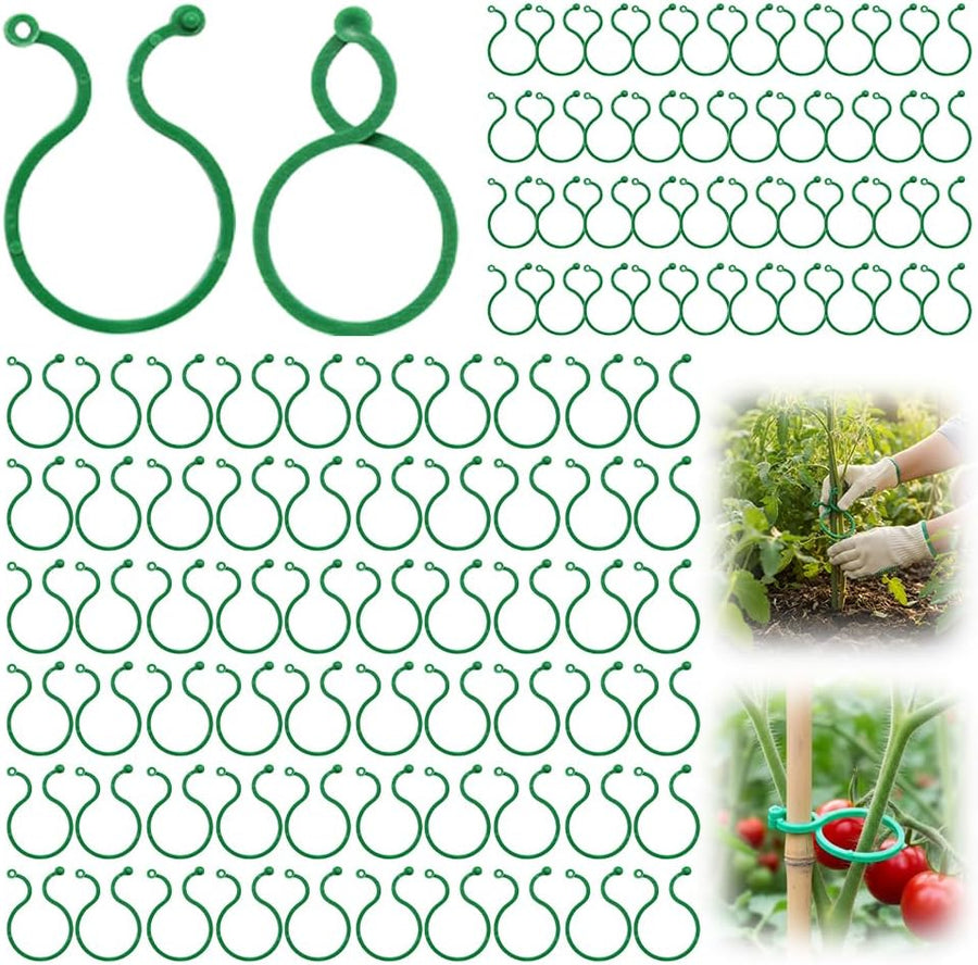 Plant Support Clips for Climbing Plants, Reable Garden Plant Support Plastic Clips for Tomatoes, Vines & Climbing Plants, Plant Fixing Clips for Vegetables, Fruits & Flowers (100, Green Large)
