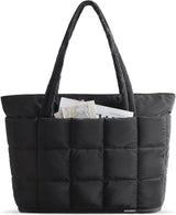 Expandable Tote Bag for Women, Puffer Work Tote Handbag, Quilted Carry On Bag for Travel Gym