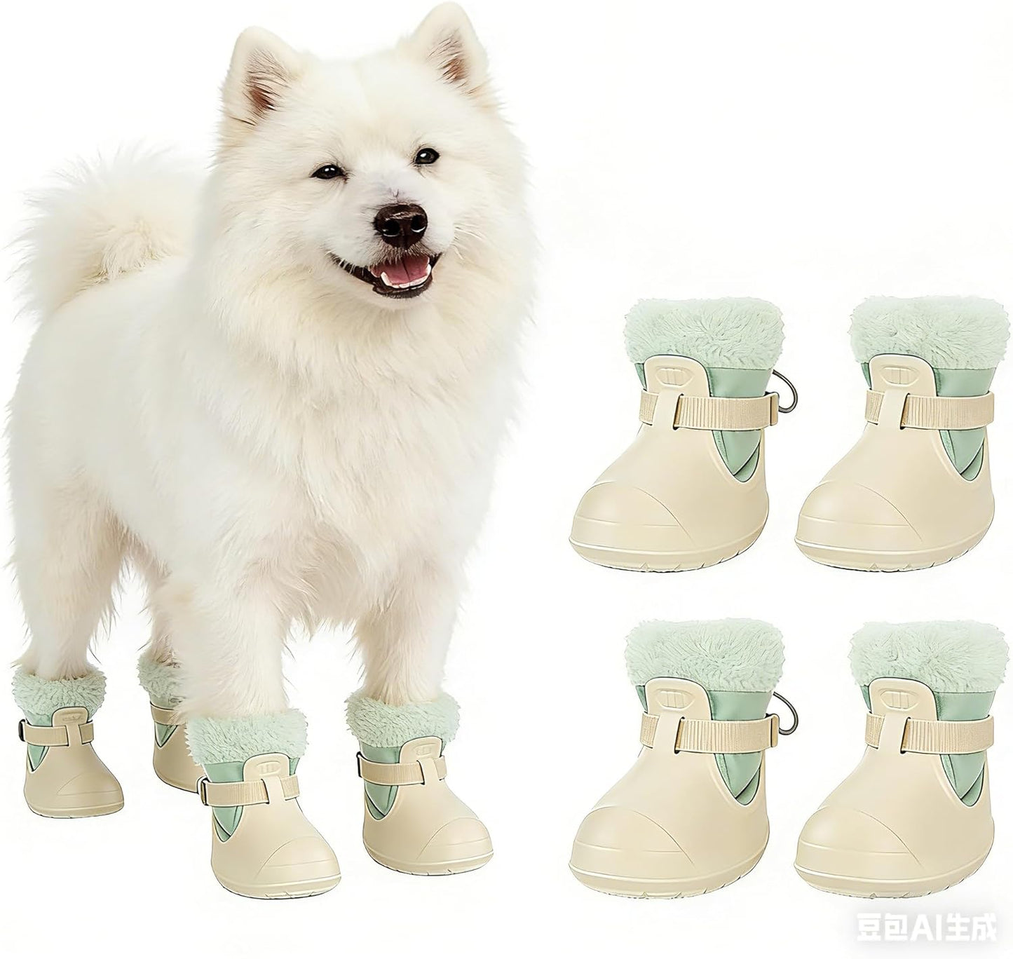 Dog Shoes for Small Medium Large Dogs, Removable Fleece Liner & Adjtable Straps, Waterproof Anti-Slip Paw Protectors, Dog Snow Boots for Winter Snow & Indoor Hard Floors (Beige, 9)