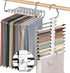 9 Layers Pants Hangers Space Saving, 2 Pack Multifunctional Pant Rack Stainless Steel Closet Organizer for Pants Jeans Leggings Troers, Antiquewhite