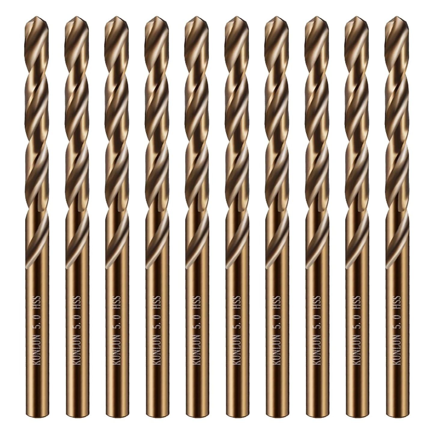 3/16" Cobalt Drill Bit(10Pcs), M35 HSS Metal Drill Bit Set forwood, Hard Metal, Stainless Steel, Cobalt Steel M35 Jobber Length Twist Drill Bits