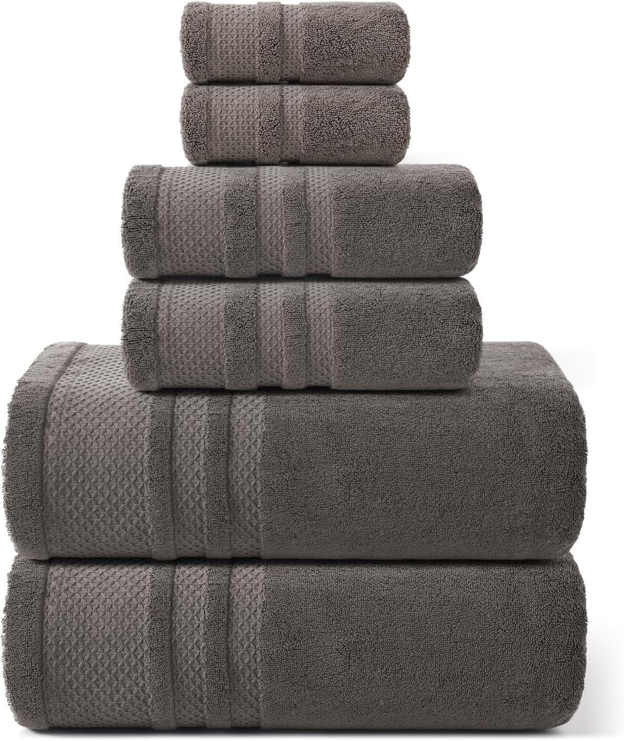 6 Piece Brown Bath Towels Set – 100% Cotton Towels Set for Bathroom, Hotel Collection | 700 GSM, Absorbent & Quick-Dry Towel Sets with 2 Bath Towels, 2 Hand Towels, 2 Washcloths, Brown Towels