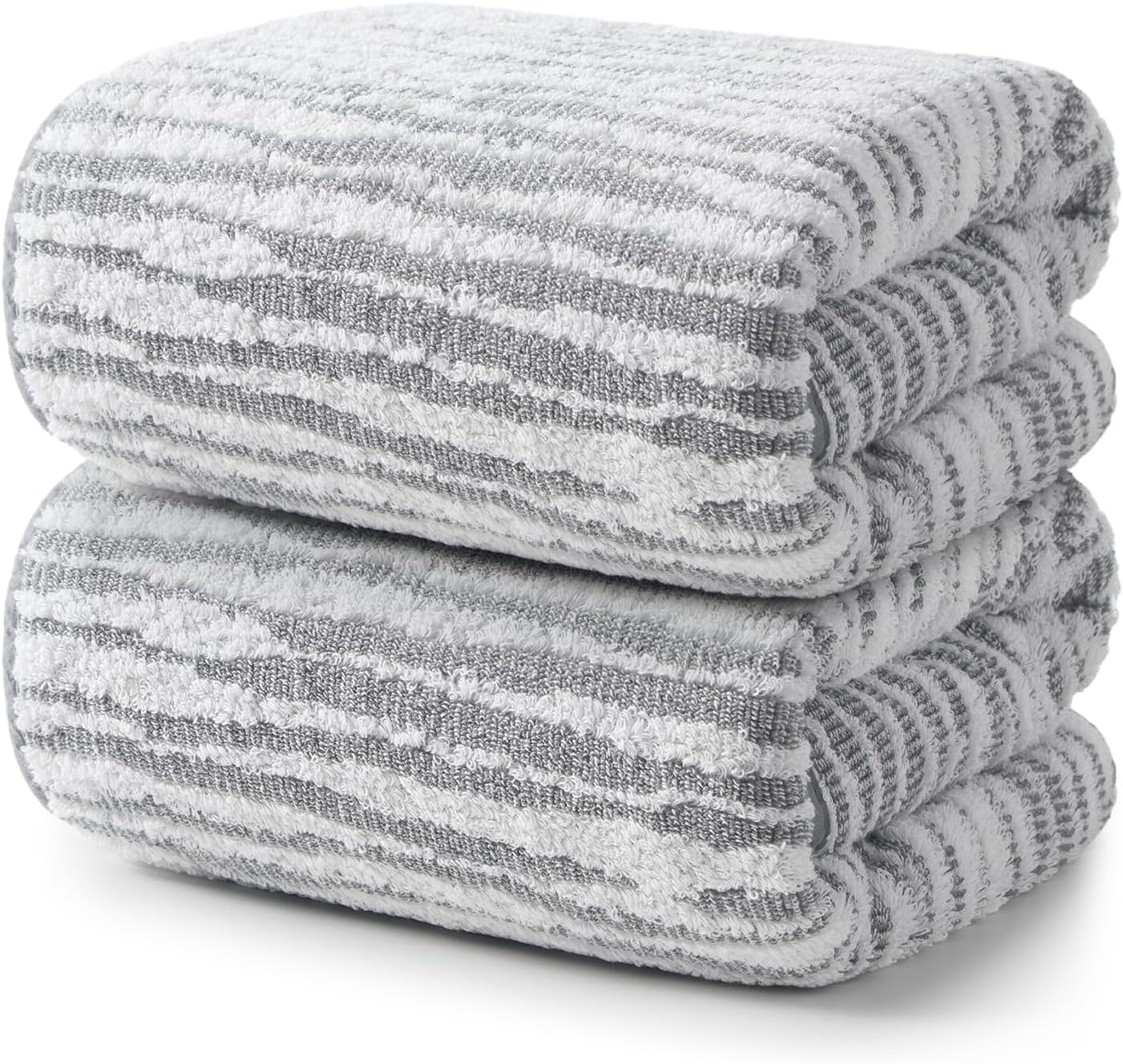 2 Pack Bath Towels, 29 x 59 Inches 550 GSM Oversized Bath Sheets, 100% Cotton, Double-Sided Design, Quick Dry, Highly Absorbent Shower Towels for Bathroom, Home, Gym, Pool and Spa - Gray