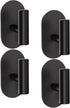 Black Adhesive Hooks Heavy Duty, Wall Hooks for Shower, Bathroom, Towel, Coat, Robe, Stainless Steel Hooks for Hanging, Waterproof & Rtproof Sticky Hooks for Walls No Damage- 4 Pack