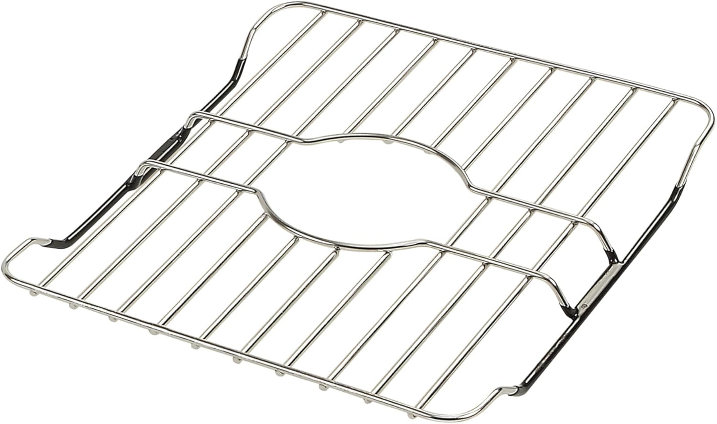304 Stainless Steel Sink Protector Rack – Rt-Resistant Grid for Kitchen Sink Bottom, Scratch Prevention, Drainage Support – Fits Sinks 10.75" x 12.4", Center Drain Hole Required