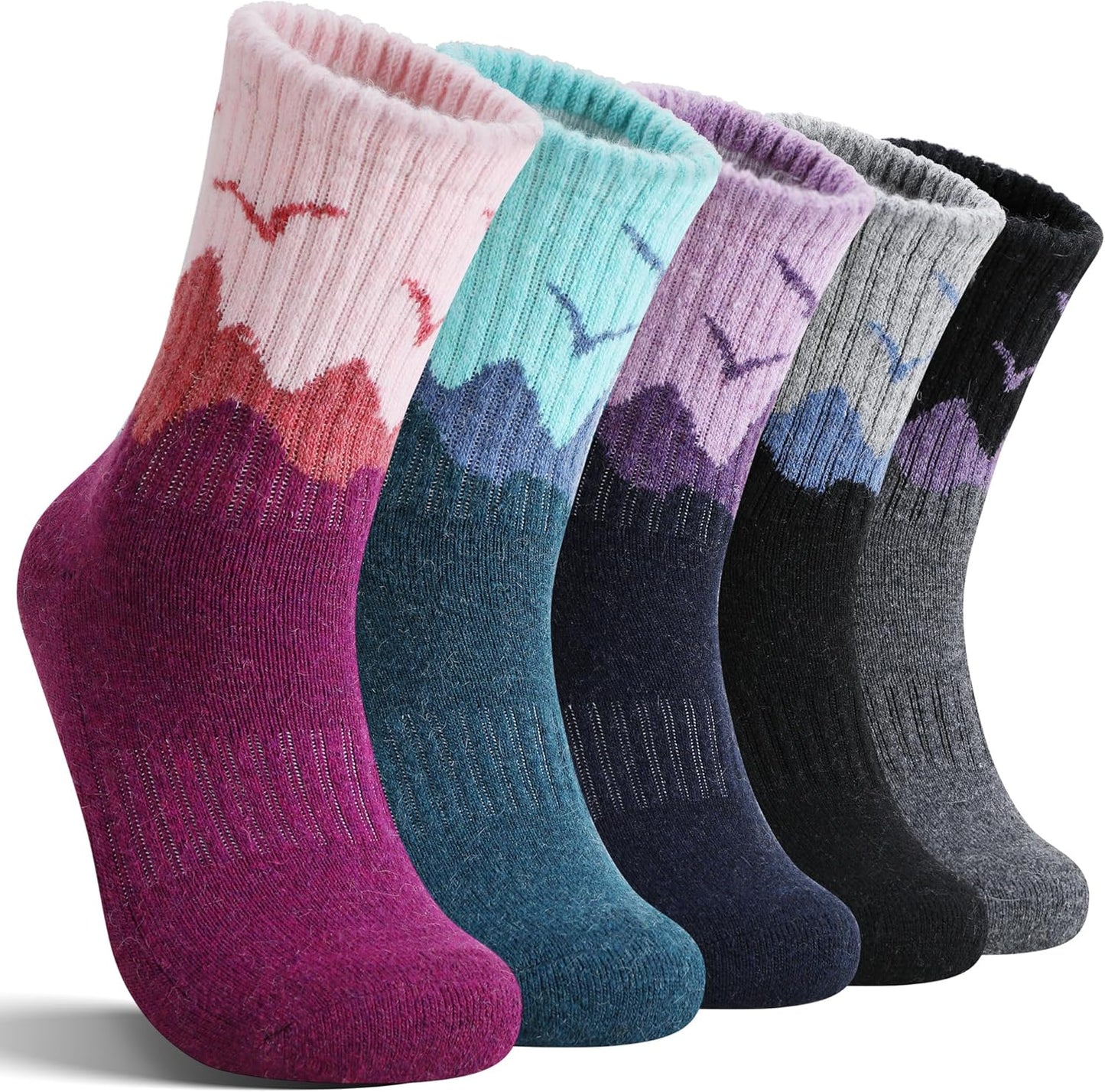 5 Pairs Womens Merino Wool Hiking Socks Thermal Warm Winter Boot Crew Chion Work Gift Socks