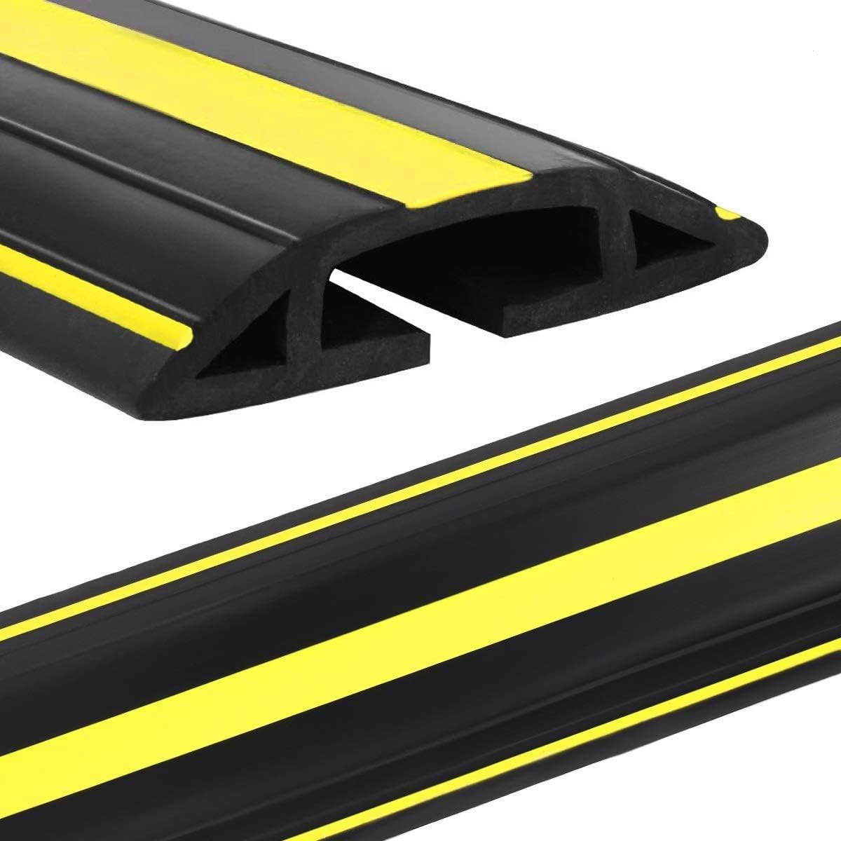 10 ft Floor Cable Cover Protector, Heavy Duty PVC Duct Easy to Unroll, Prevent Trip Hazard for Home Office or Outdoor Settings