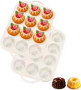 Silicone Mini Fluted Tube Pan with Metal Reinforced Frame, Non-Stick (2PCS), moldes de silicona para gelatina, Small Cake Baking Pan for para chocoflan, Donuts, Cornbread, Brownies, Jellies