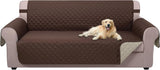 Reversible Sofa Cover Washable Couch Cover for Dogs Friendly with Elastic Straps Water Repellent Furniture Protector for 3 Chion Couch (Sofa, Coffee/Beige)