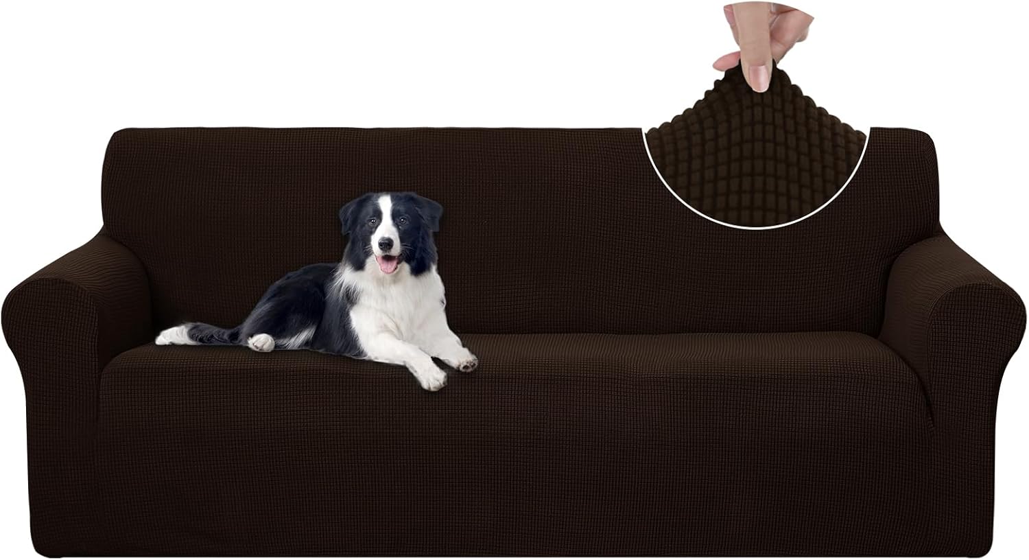 Stretch Couch Cover Sofa Cover Washable Sofa Slipcover Furniture Protector for 3 Chion Couch Sofa Pet Friendly(Sofa, Chocolate)