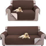 UNICE Home Reversible Sofa Cover Bundle Loveseat Cover(Sofa+Loveseat Small, Coffee)
