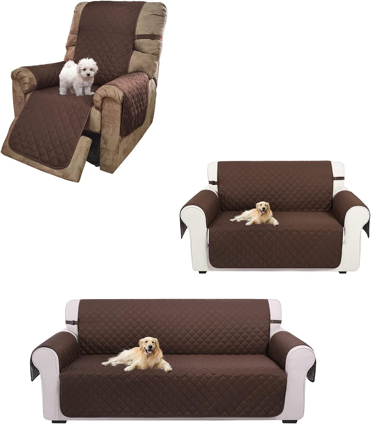UNICE Home Sofa Cover Bundle Loveseat Cover Chair Cover (Sofa+Loveseat+Chair, Coffee)