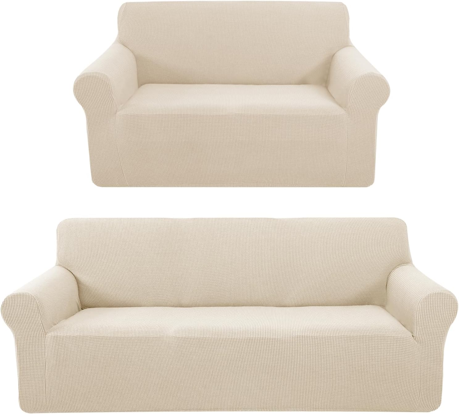 Stretch Couch Cover Sofa Bundles loveseat (Beige)