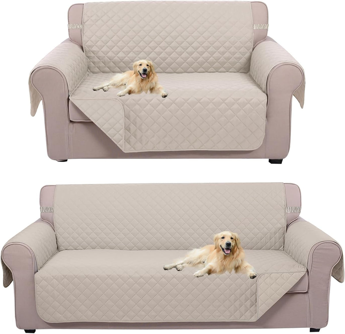 UNICE Home Reversible Sofa Cover Bundle Loveseat Cover(Sofa+Loveseat, Beige)
