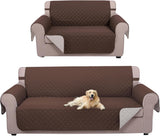 UNICE Home Reversible Loveseat Cover Bundle Oversized Couch Cover(XL Sofa+Loveseat, Coffee)