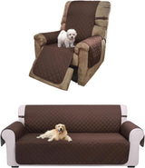 UNICE Home Reversible Sofa Cover Bundle Chair Cover(Sofa+Chair, Coffee)