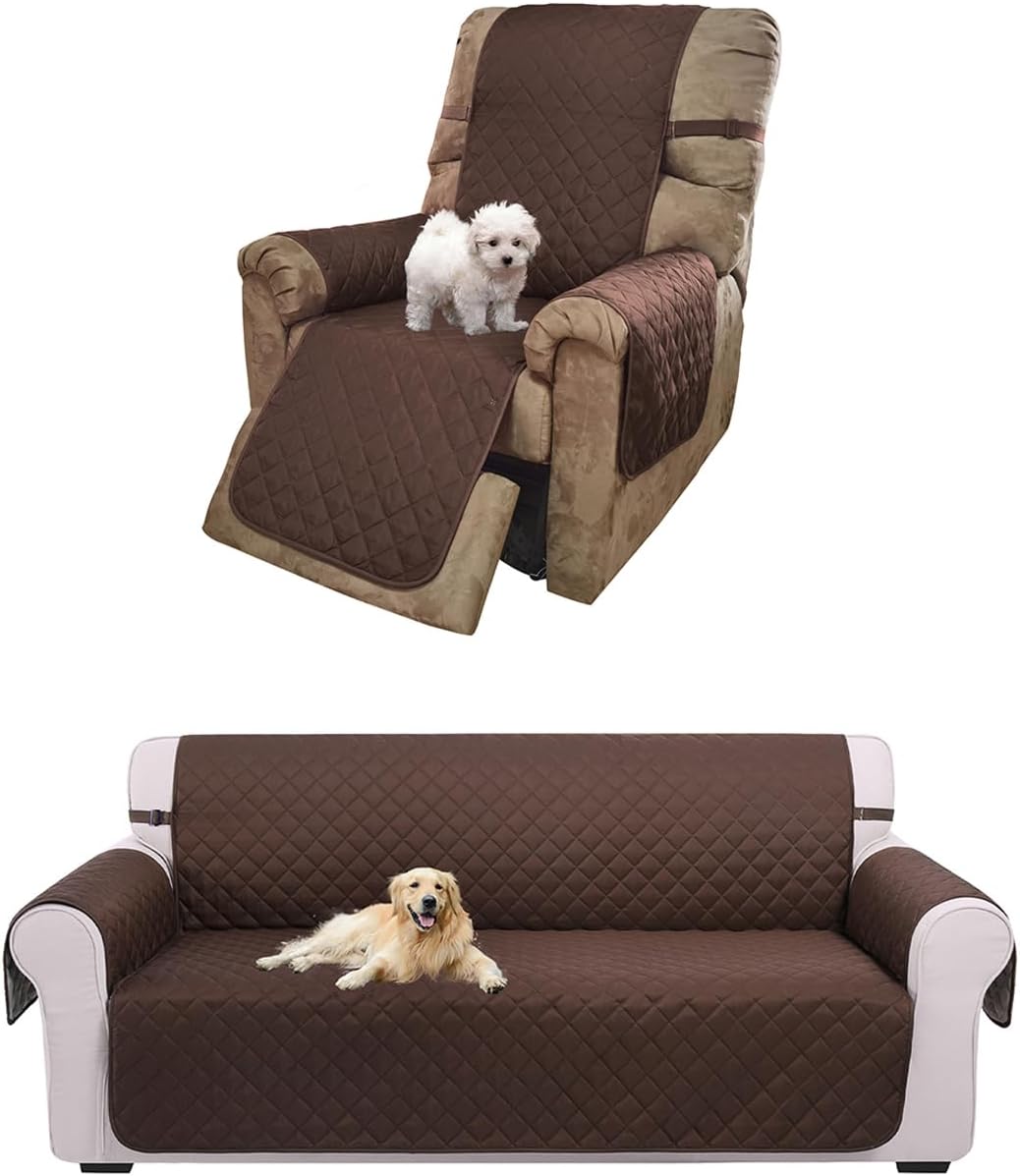UNICE Home Reversible Sofa Cover Bundle Chair Cover(Sofa+Chair, Coffee)