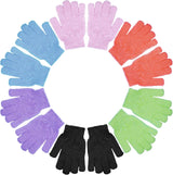 6 Pairs Exfoliating Bath Gloves Mitt Body Scrubber for Shower, Spa, Massage, Dead Skin Remover Bathing Accessories Women Men
