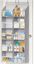 2 Pack Over the Door Organizer, Large Capacity Closet Door Hanging Organizer, Clear Deep Pockets Baby Organizer Storage for Nursery, Bathroom, Bedroom, Pantry, Diapers (Grey)