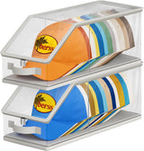 2PCS Stackable Hat Storage for Baseball Caps, Clear Hat Organizer for Closet Holds up to 24 Caps, Men‘s Hat Box Display with Cardboard (Grey)
