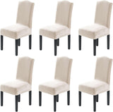 Dining Chair Covers Velvet Stretch Chair Covers for Dining Room Set of 6 Parson Chair Slipcovers Chair Protectors Covers, Soft Thick Solid Velvet Fabric Washable, Ivory