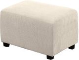 Ottoman Cover Slipcover Rectangle Fit Length 29'-34' Footrest Sofa Slipcovers Stool Cover Footstool Protector Covers Feature Stretch Thick Jacquard Fabric Removable Washable - Natural
