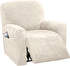 Velvet Stretch Recliner Couch Covers 4-Pieces Style Recliner Chair Covers Recliner Cover for Reclining Chair Slipcovers Feature Non Slip Form Fitted Thick Soft Washable, Ivory