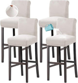100% Waterproof Bar Stool Cover Stretch Counter Stool Pub Chair Slipcover for Dining Room Removable Soft Thick Solid Fleece Fabric Bar Stool Slipcovers Set of 4, Ivory