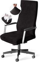 Velvet Home Office Chair Covers Stretchable Computer Desk Chair Covers Mid - High Back Universal Executive Boss Gaming Seat Cover Removable Machine Washable, Black