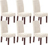 Stretch Dining Chair Covers Set of 6 Chair Covers for Dining Room Parsons Chair Slipcover Chair Protectors Covers Dining, Feature Textured Checked Jacquard Fabric, Ivory