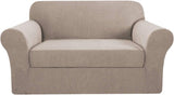 2 Pieces Loveseat Covers Fit Lovesat Width Up to 70 Inch Furniture Cover/Protector, Jacquard Spandex Stretch Loveseat Slipcovers Suit for T Chion/Box Chion (Loveseat, Sand)