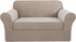 2 Pieces Loveseat Covers Fit Lovesat Width Up to 70 Inch Furniture Cover/Protector, Jacquard Spandex Stretch Loveseat Slipcovers Suit for T Chion/Box Chion (Loveseat, Sand)