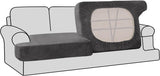 Stretch Velvet 2 Piece T Chion Sofa Slipcovers - Individually Fitting Chion Covers for 2 Chion Couch - Stay in Place (Grey)