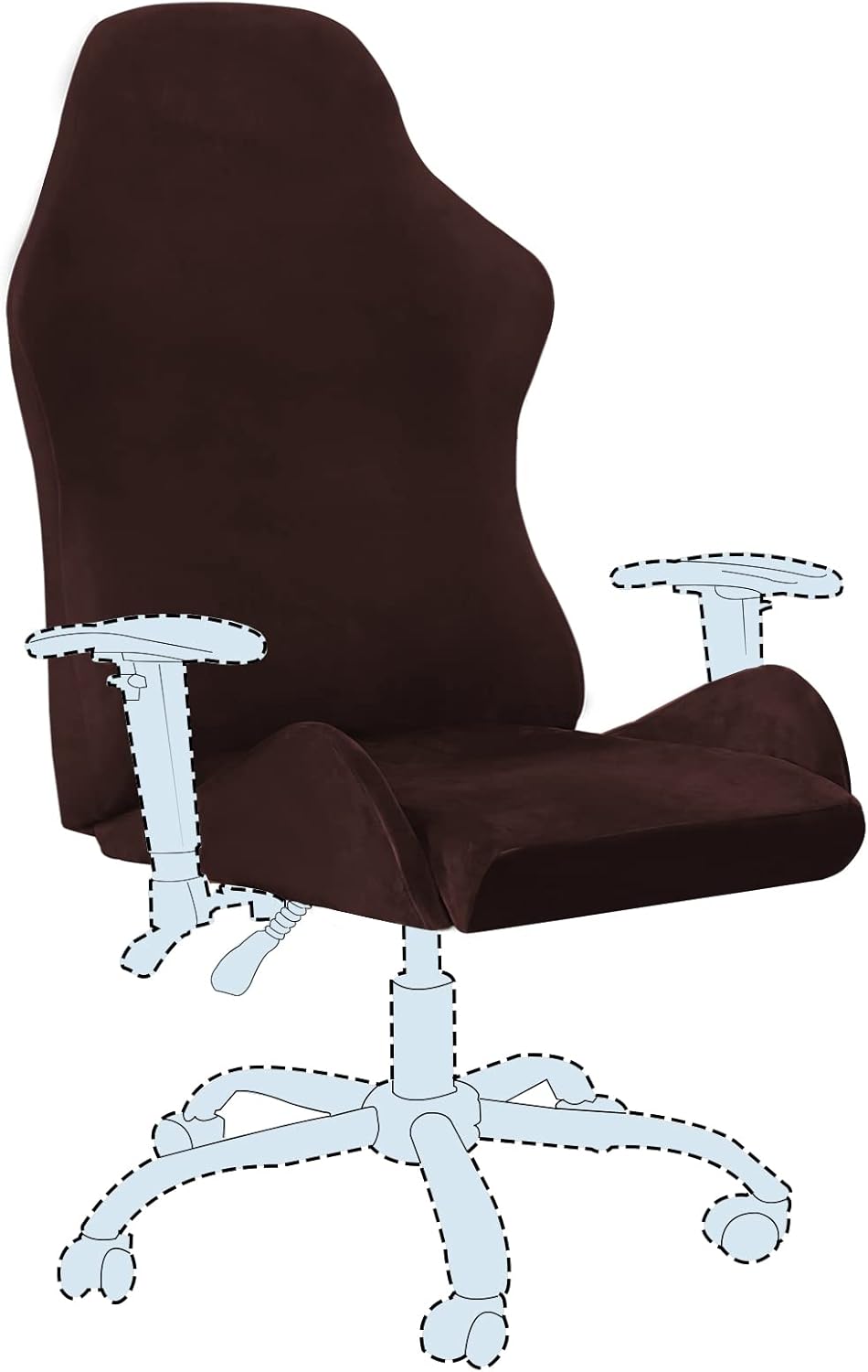Gaming Chair Covers Slipcover Stretch Seat Chair Cover for Leather Computer Reclining Racing Ruffled Gamer Chair Protector Without Chair 2 piece，Brown