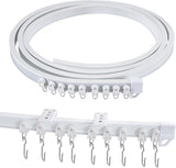 Ceiling Curtain Track Flexible Bendable Ceiling Mount for Curtain Rail 16.4ft (5M) Room Divider Curtain Track Systerm for RV Bay Window Curved Curtain Track for Bunk Bed Curtain, White