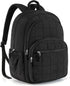 College Laptop Backpack, Travel Backpack for Women, Quilted Casual Daypack, Water-Resistant Bookbag for 15.6 Inch Laptop, Black
