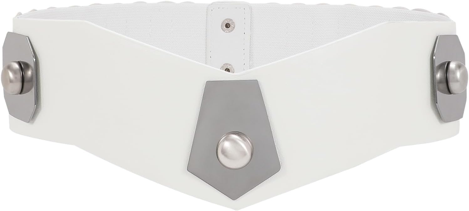 Wide Elastic Waist Belt Women Hip Belt Vintage Stretch Belt with Silver Ring Clasp
